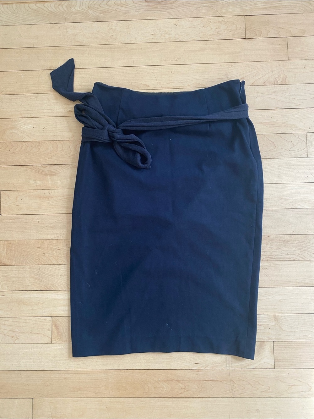 Classic Black Tie-Waist Pencil Skirt